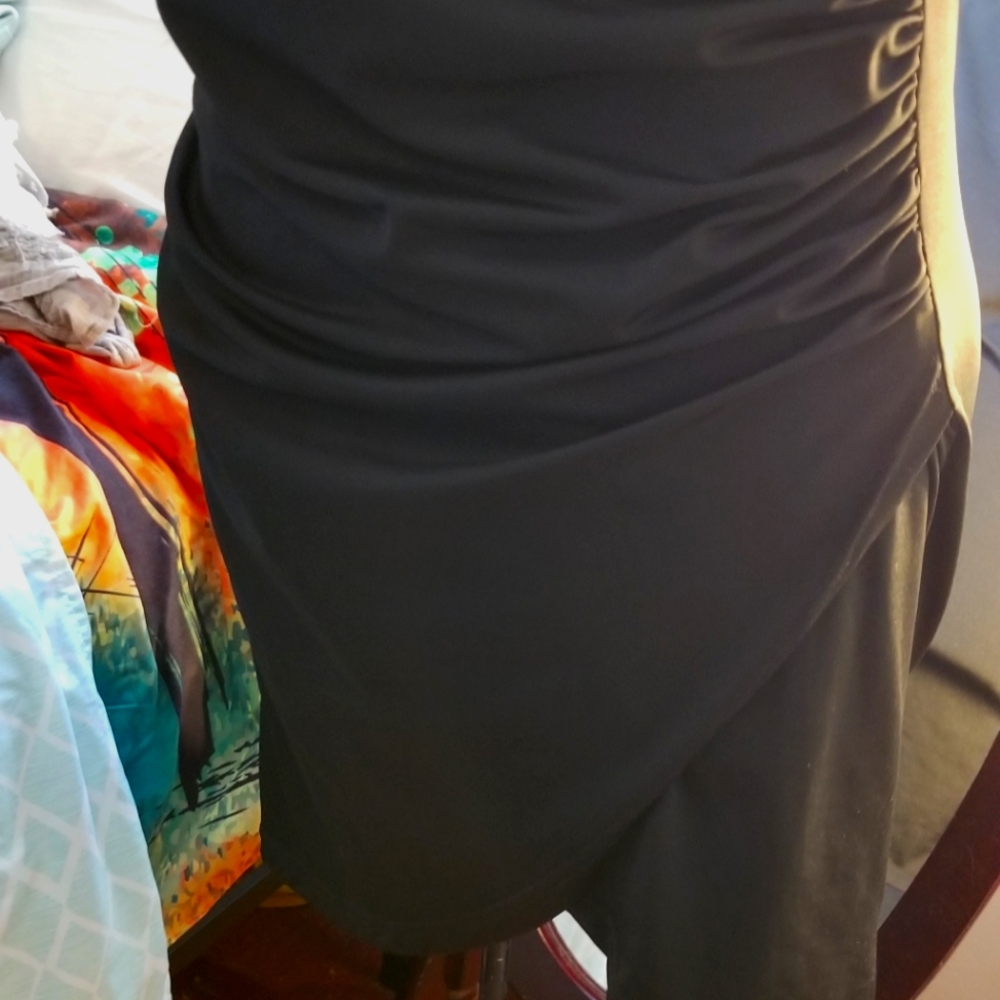 🍭3/$18 Black Ruched Surplice Sheath Dress size 12 - Picture 2 of 6